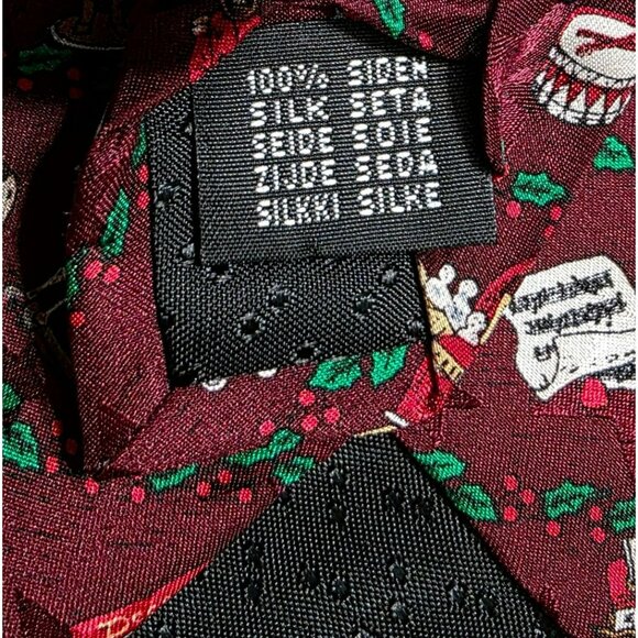 Tango Silk Vintage Toys Christmas Neck Tie Maroon Holly Holiday Party Max Raab - Picture 5 of 8